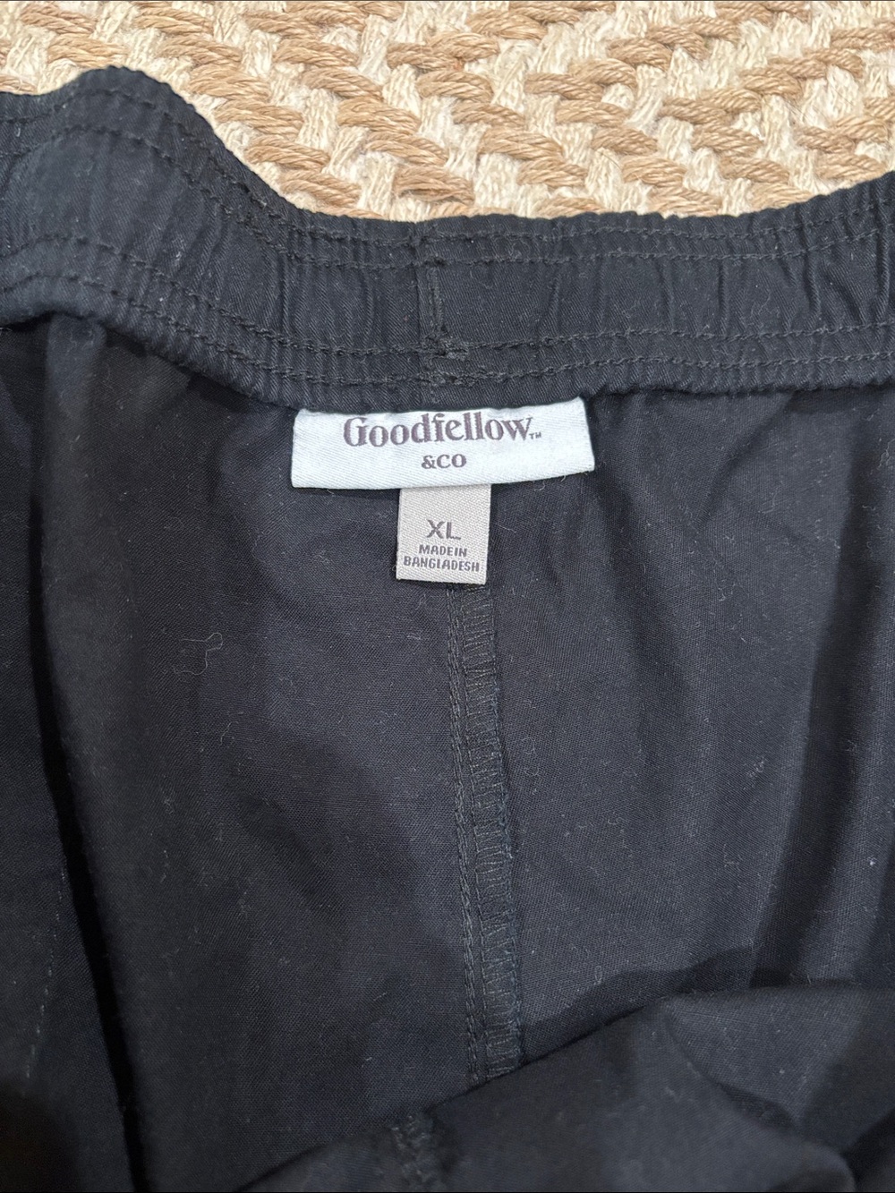 Goodfellow & Co Black Elastic Waist Athletic Shorts with White Drawstring - Picture 3 of 3